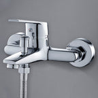 Contemporary Wall-Mounted Bathroom Faucet Lever Handles 2-Hole Faucet Brass Faucet