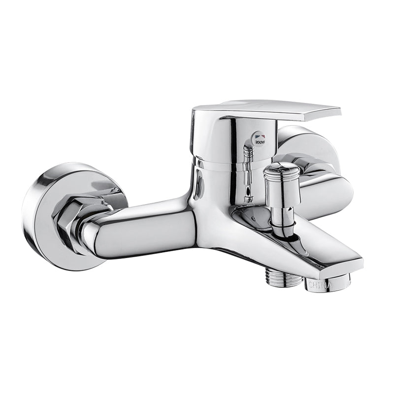 Contemporary Wall-Mounted Bathroom Faucet Lever Handles 2-Hole Faucet Brass Faucet