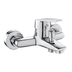 Contemporary Wall-Mounted Bathroom Faucet Lever Handles 2-Hole Faucet Brass Faucet
