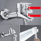 Contemporary Wall-Mounted Bathroom Faucet Lever Handles 2-Hole Faucet Brass Faucet