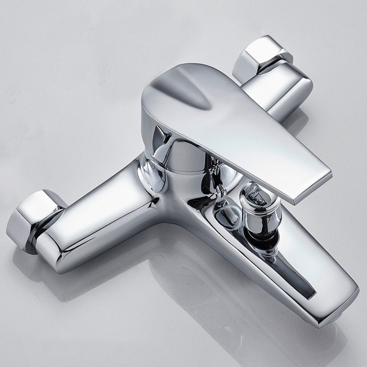 Contemporary Wall-Mounted Bathroom Faucet Lever Handles 2-Hole Faucet Brass Faucet