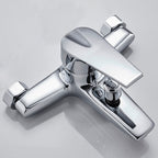 Contemporary Wall-Mounted Bathroom Faucet Lever Handles 2-Hole Faucet Brass Faucet