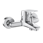 Contemporary Wall-Mounted Bathroom Faucet Lever Handles 2-Hole Faucet Brass Faucet