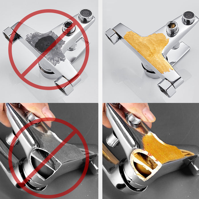 Contemporary Wall-Mounted Bathroom Faucet Lever Handles 2-Hole Faucet Brass Faucet