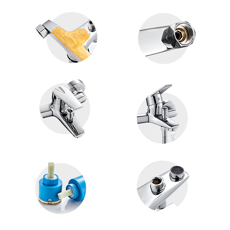 Contemporary Wall-Mounted Bathroom Faucet Lever Handles 2-Hole Faucet Brass Faucet