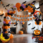 Halloween Balloon Set – Black Orange Purple with Pumpkin Print