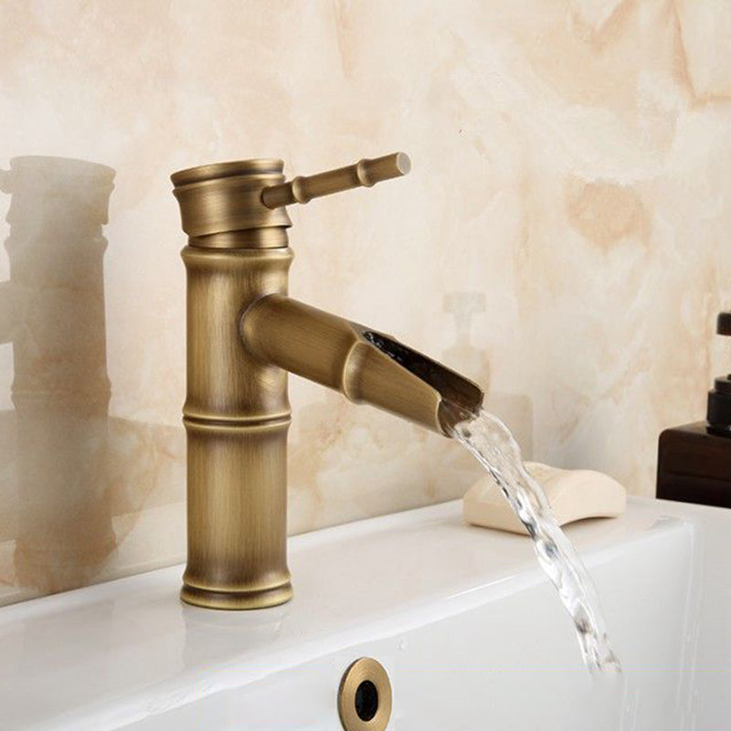 Farmhouse Brass Bathroom Faucet With Lever Handle Single Hole Sink Faucet