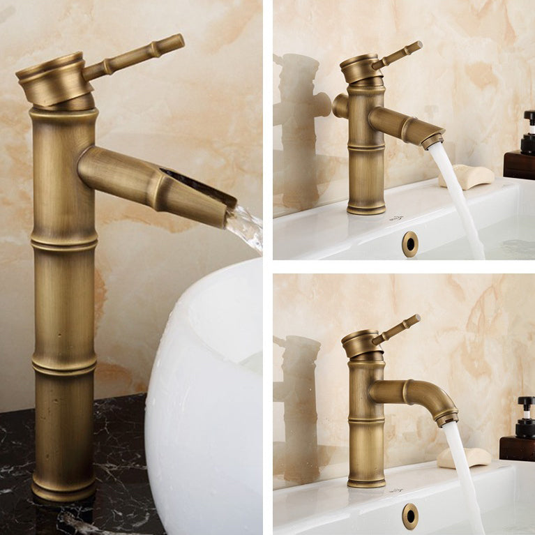 Farmhouse Brass Bathroom Faucet With Lever Handle Single Hole Sink Faucet