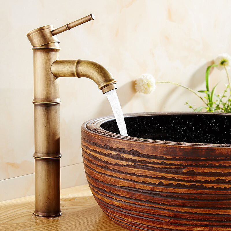 Farmhouse Brass Bathroom Faucet With Lever Handle Single Hole Sink Faucet
