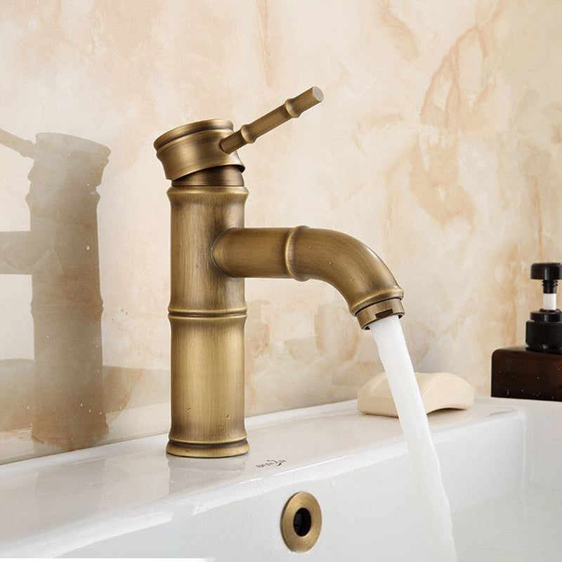 Farmhouse Brass Bathroom Faucet With Lever Handle Single Hole Sink Faucet