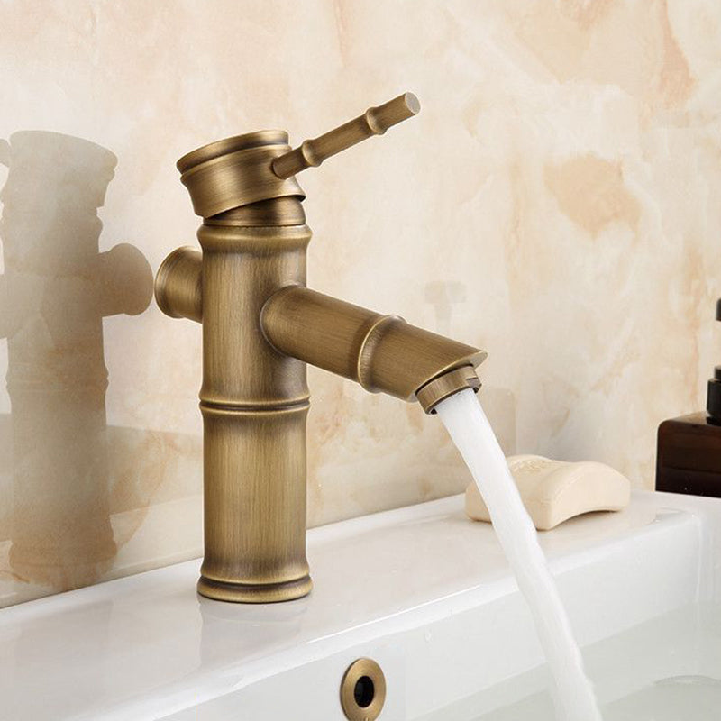 Farmhouse Brass Bathroom Faucet With Lever Handle Single Hole Sink Faucet