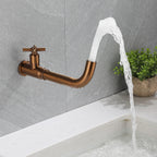 Contemporary Vessel Water Faucet Stainless Steel Cross Handles Wall Mounted Bathroom Faucet
