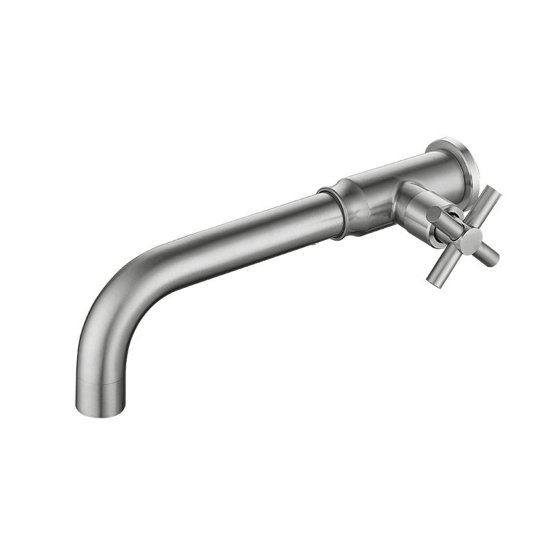 Contemporary Vessel Water Faucet Stainless Steel Cross Handles Wall Mounted Bathroom Faucet
