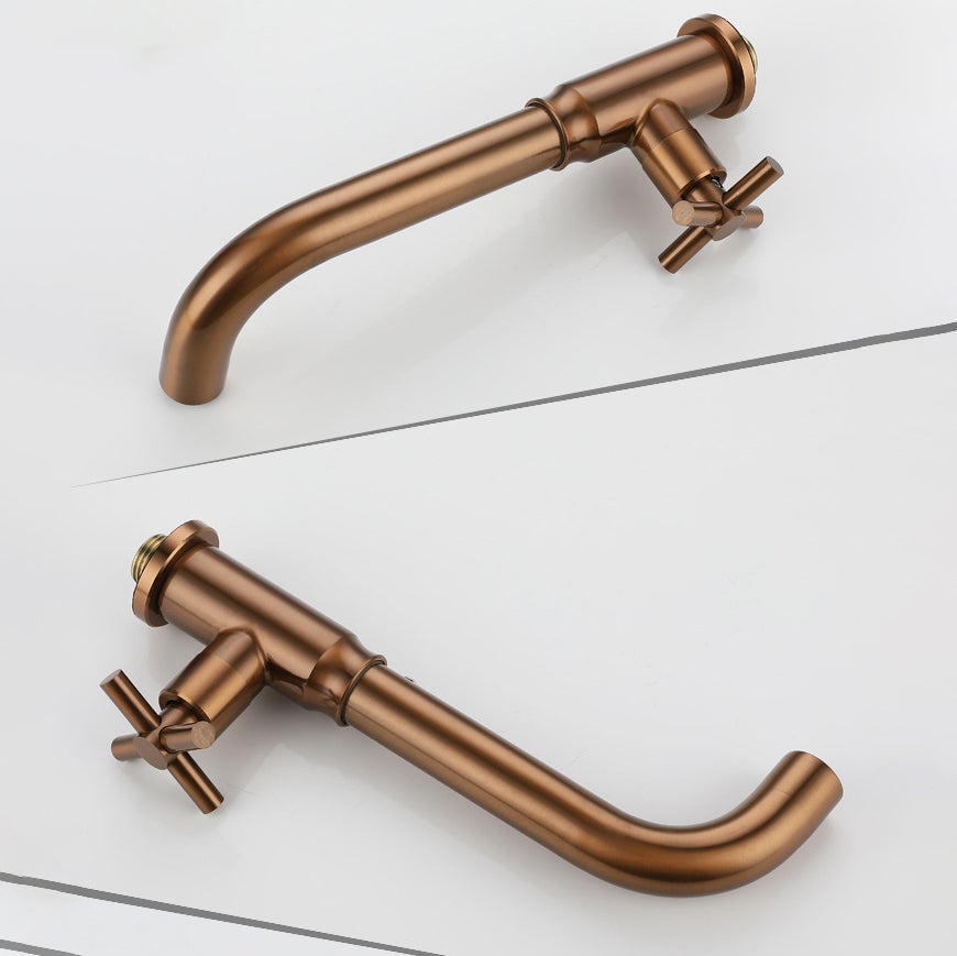 Contemporary Vessel Water Faucet Stainless Steel Cross Handles Wall Mounted Bathroom Faucet