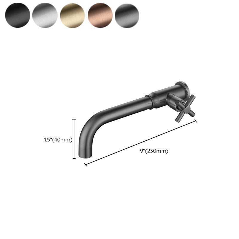 Contemporary Vessel Water Faucet Stainless Steel Cross Handles Wall Mounted Bathroom Faucet