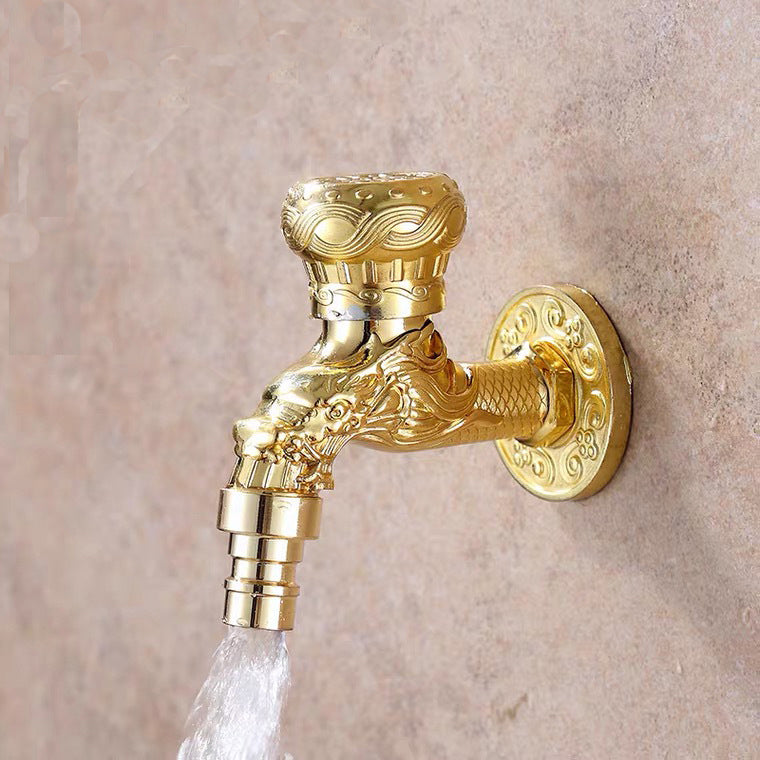 Vintage Classic Basin Mixer Zinc Single Lever Dragon Engraving Wall Mounted Tap