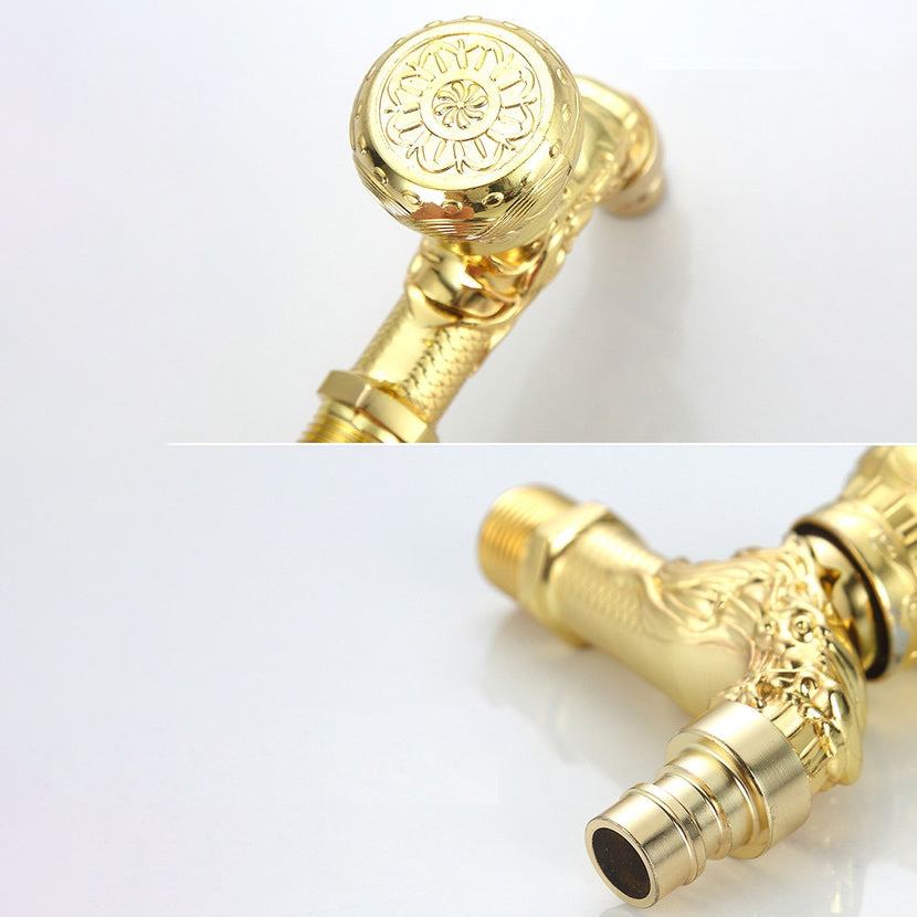 Vintage Classic Basin Mixer Zinc Single Lever Dragon Engraving Wall Mounted Tap