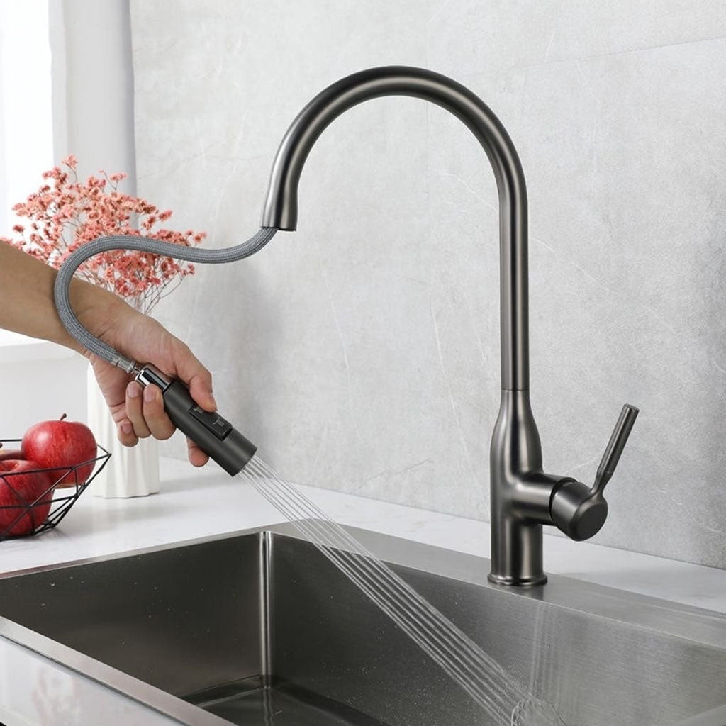 Modern Pull-down Water Filler Single Handle High Arc Kitchen Faucet