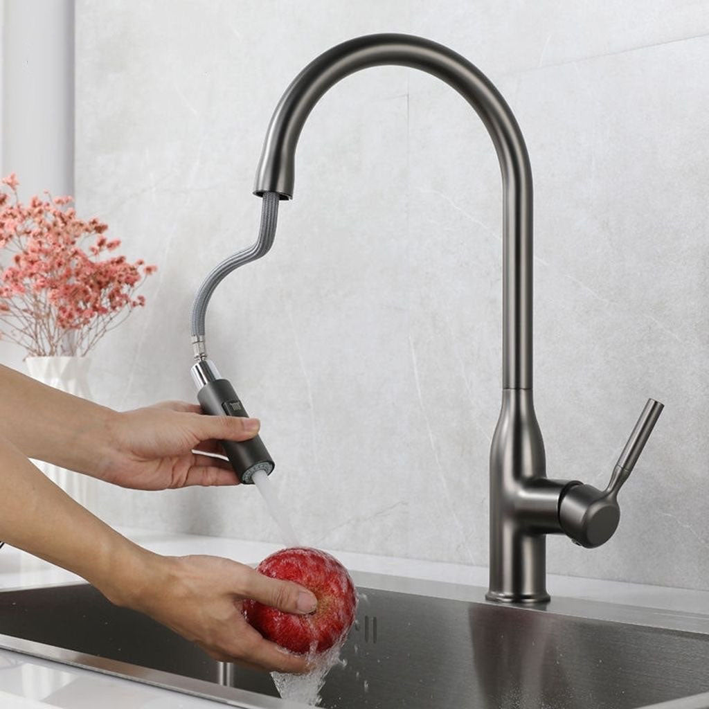 Modern Pull-down Water Filler Single Handle High Arc Kitchen Faucet