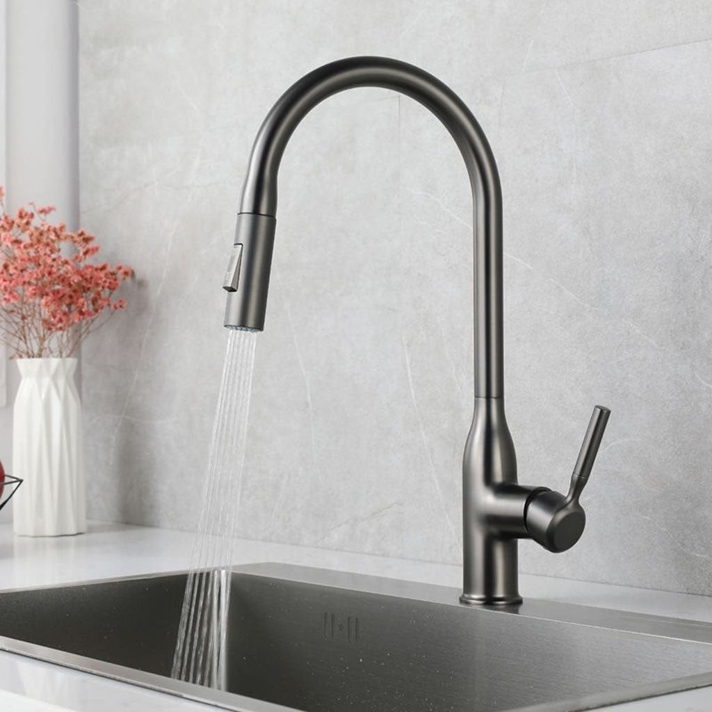 Modern Pull-down Water Filler Single Handle High Arc Kitchen Faucet