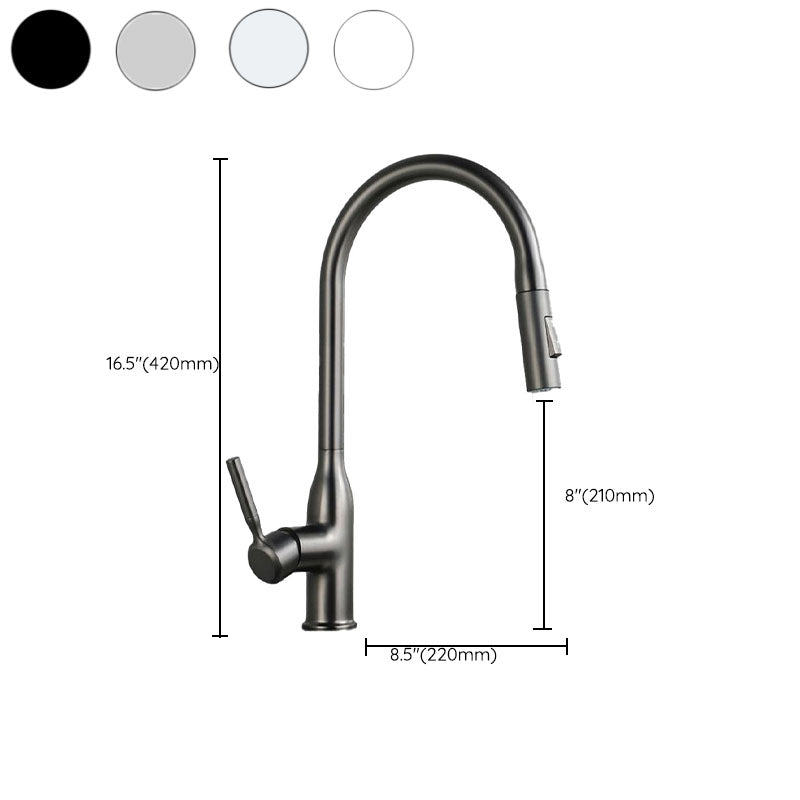 Modern Pull-down Water Filler Single Handle High Arc Kitchen Faucet