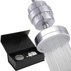 Contemporary solid shower head in silver with Catalyst wall-mounted shower head