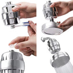 Contemporary solid shower head in silver with Catalyst wall-mounted shower head
