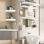 Contemporary Bathroom Hardware Set in White with Bath Shelf/Towel Holder/Paper Holder