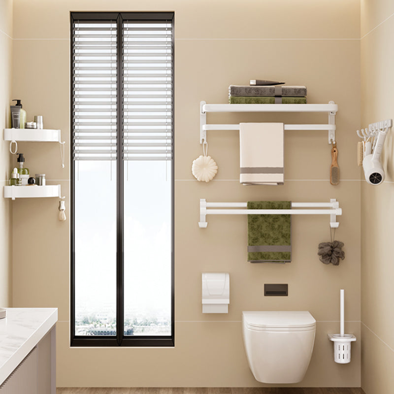 Contemporary Bathroom Hardware Set in White with Bath Shelf/Towel Holder/Paper Holder