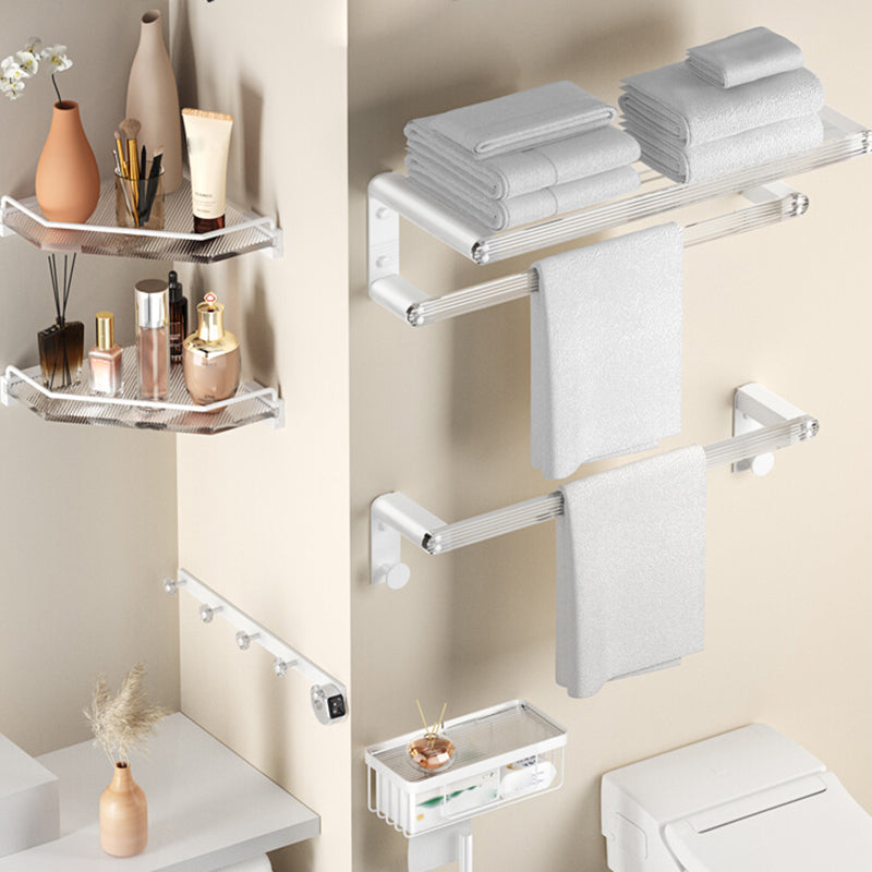 White Metal and Acrylic Bathroom Accessories as a Single Piece or in a Set with Bathroom Shelf