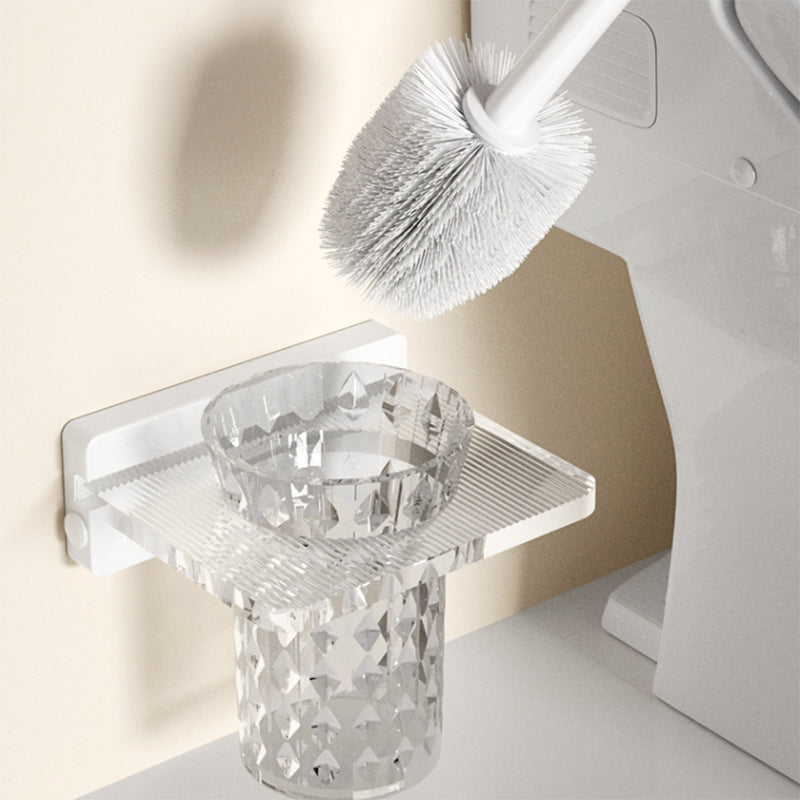 White Metal and Acrylic Bathroom Accessories as a Single Piece or in a Set with Bathroom Shelf