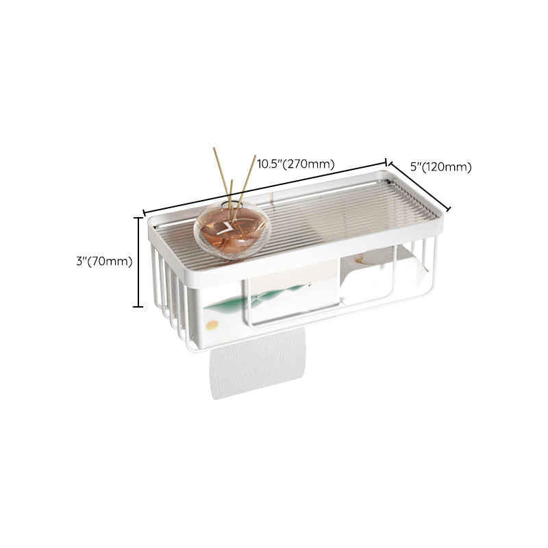 White Metal and Acrylic Bathroom Accessories as a Single Piece or in a Set with Bathroom Shelf