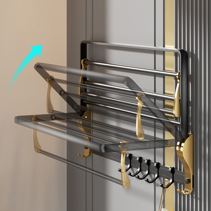 Contemporary stainless steel bathroom accessories as a single piece or in a set in black and gold