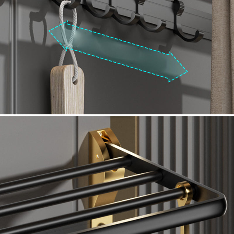 Contemporary stainless steel bathroom accessories as a single piece or in a set in black and gold