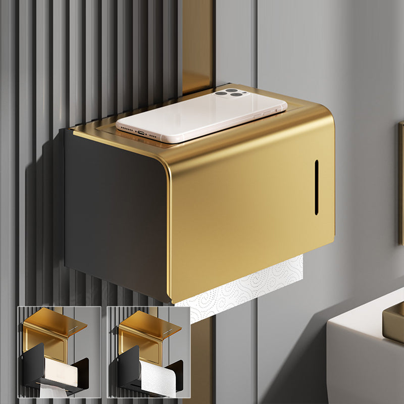 Contemporary stainless steel bathroom accessories as a single piece or in a set in black and gold