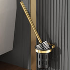 Contemporary stainless steel bathroom accessories as a single piece or in a set in black and gold