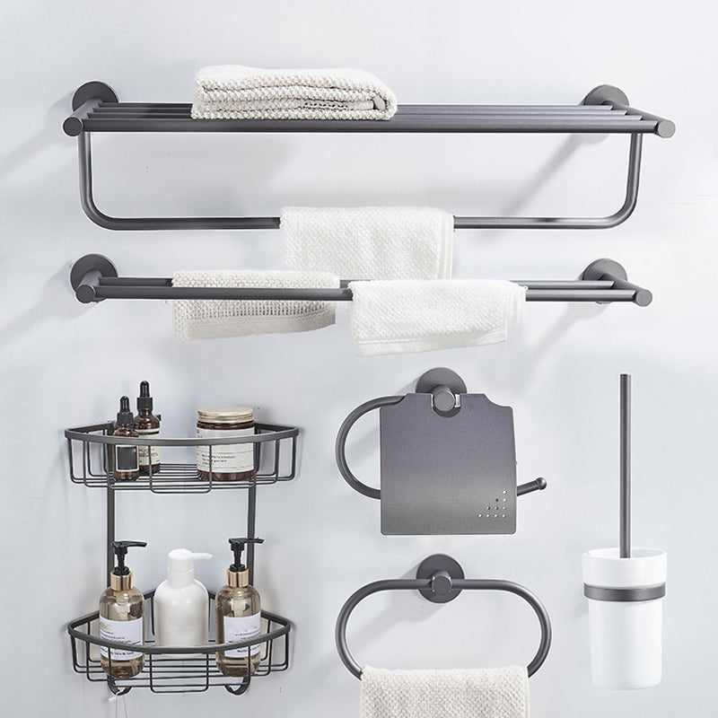 Traditional Gray Brass Bathroom Hardware Set Towel Bar Bathroom Hardware Set