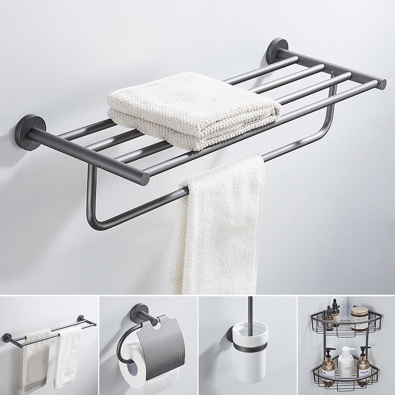 Traditional Gray Brass Bathroom Hardware Set Towel Bar Bathroom Hardware Set