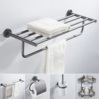 Traditional Gray Brass Bathroom Hardware Set Towel Bar Bathroom Hardware Set
