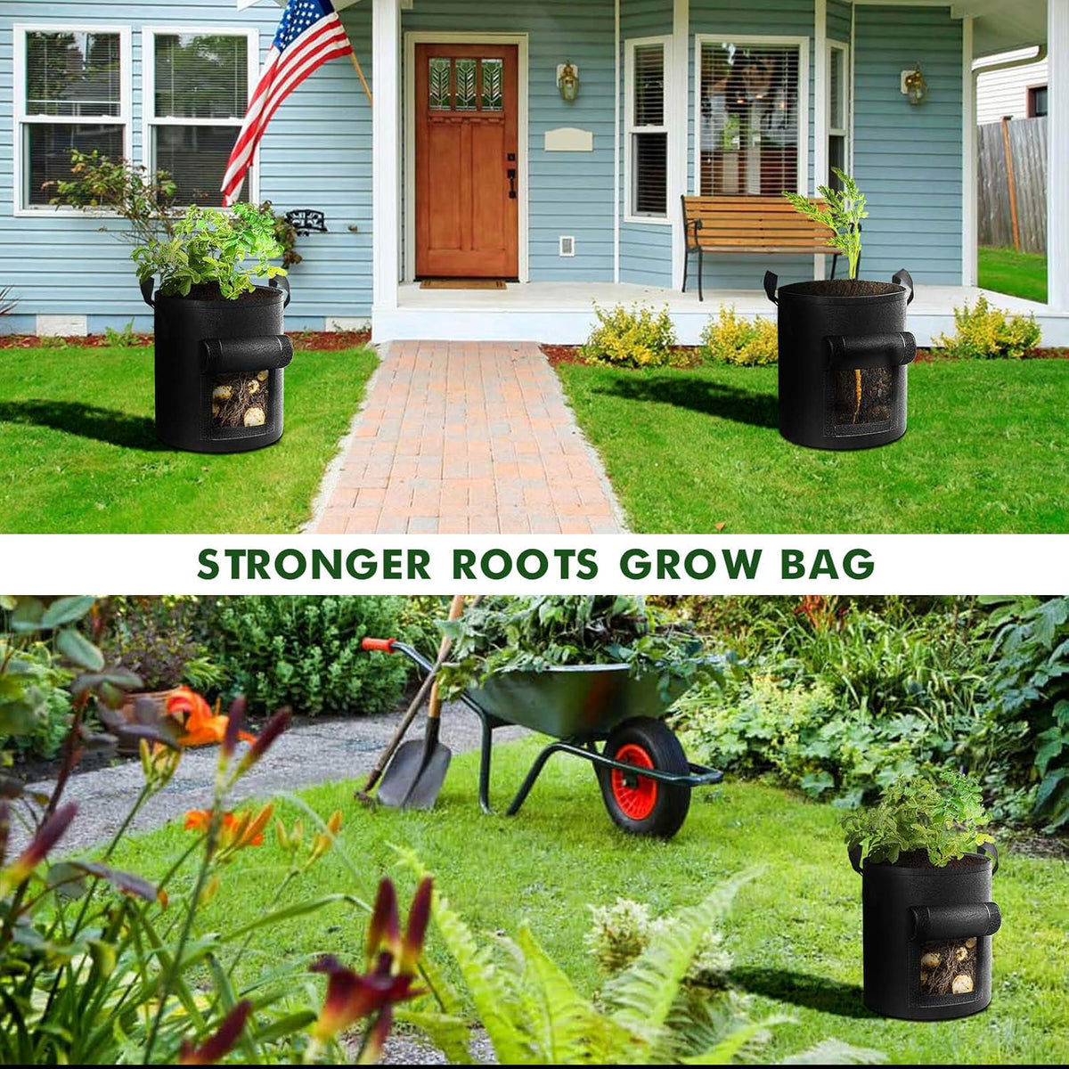 5/7/10/15 Gallon Potato Planting Growing Thickened Nonwoven Plant Fabric Pot Nursery Bags for Home Gardening