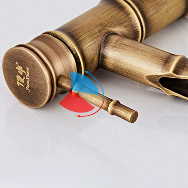 Lever Handle Vanity Faucet Country Low Arc Faucet Single Hole Basin Faucet
