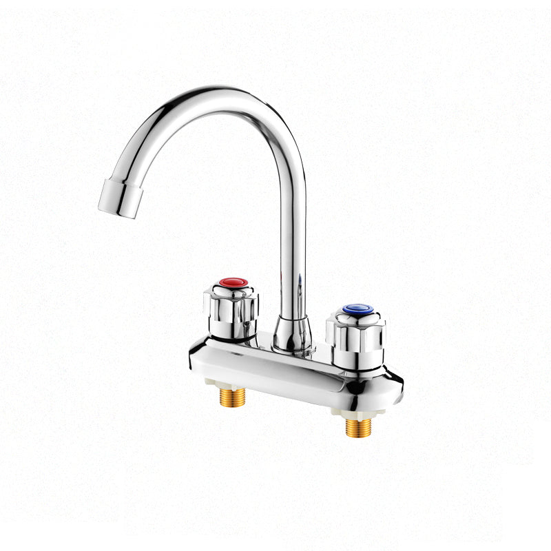 2-Handle Brass Bathroom Faucet Modern High Arc Center Tap