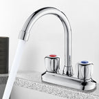 2-Handle Brass Bathroom Faucet Modern High Arc Center Tap