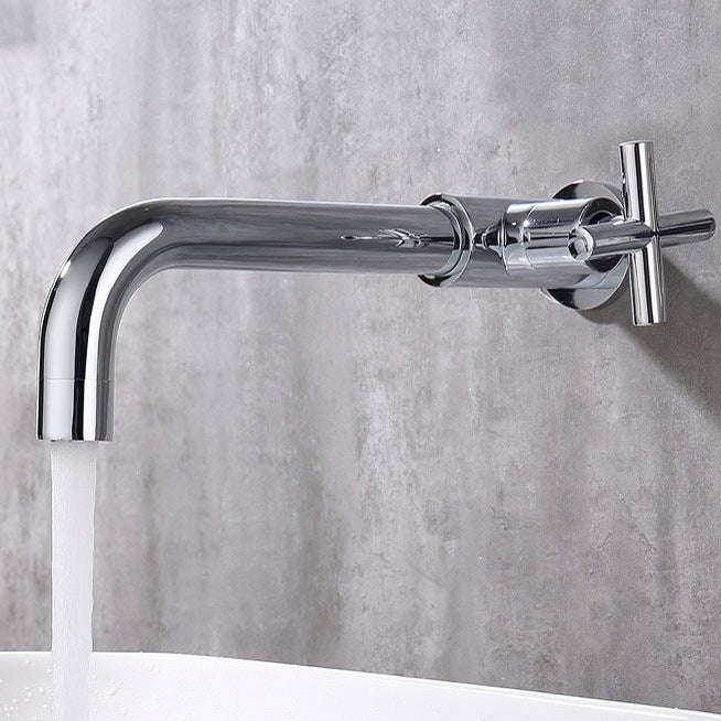 Glam Wall-mounted Bathroom Faucet Copper Single Handle Low Arc Basin Faucet for Bathroom