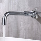 Glam Wall-mounted Bathroom Faucet Copper Single Handle Low Arc Basin Faucet for Bathroom