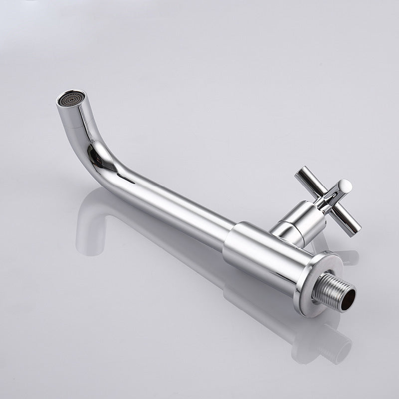 Glam Wall-mounted Bathroom Faucet Copper Single Handle Low Arc Basin Faucet for Bathroom
