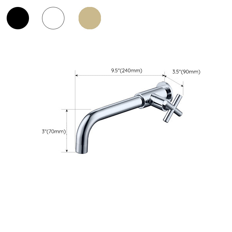 Glam Wall-mounted Bathroom Faucet Copper Single Handle Low Arc Basin Faucet for Bathroom