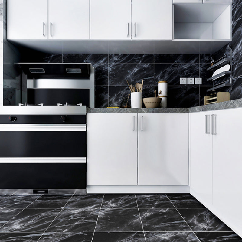 Peel and Stick Vinyl Floor Dark Gloss Vinyl Floor with Square Edge