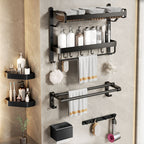 Modern Bathroom Set Matte Black Bathroom Shelf Towel Holder Bathroom Accessories Set