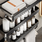 Modern Bathroom Set Matte Black Bathroom Shelf Towel Holder Bathroom Accessories Set
